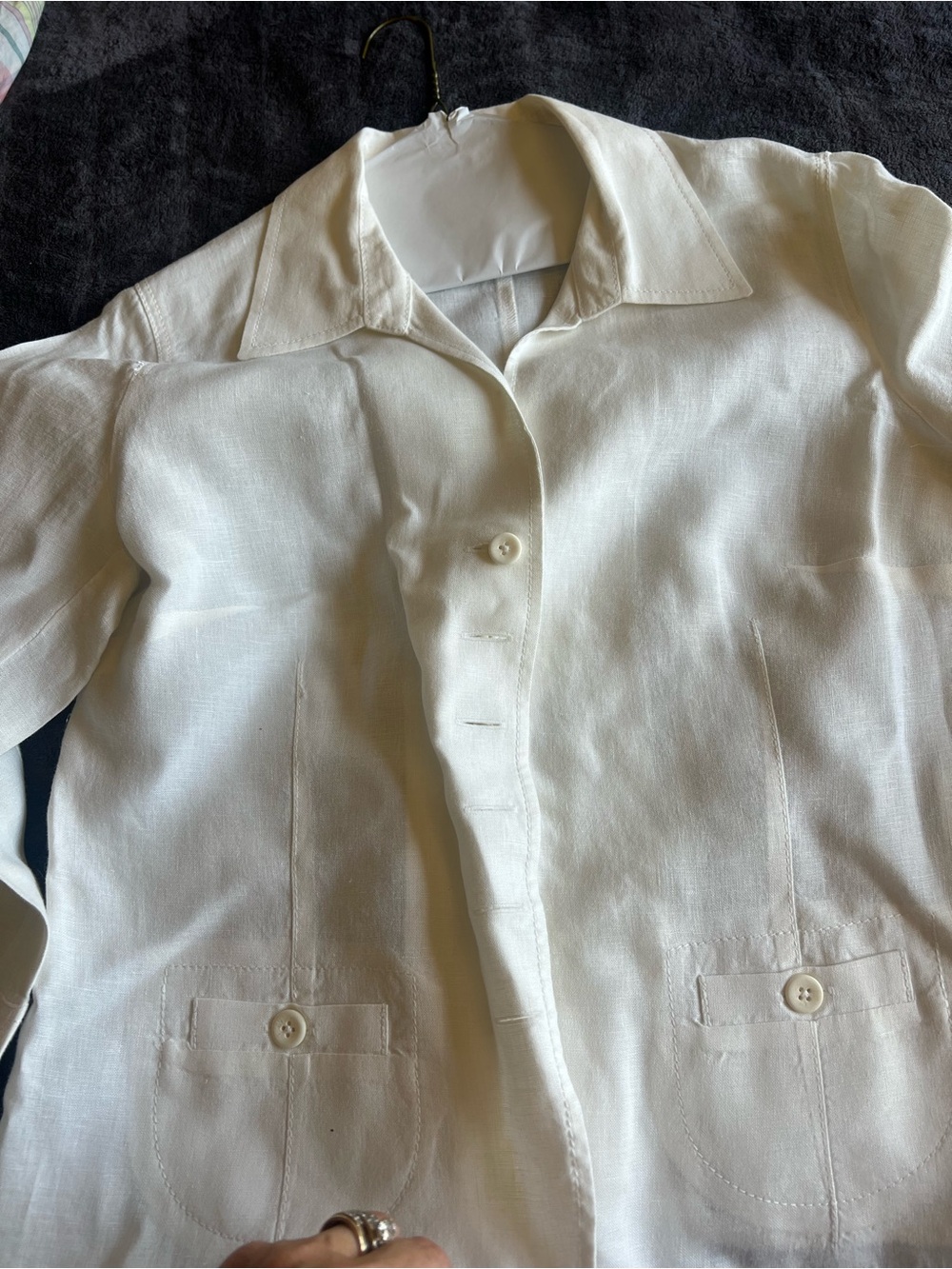 Talbots White Button-Front Linen-Blend Jacket - Picture 4 of 7
